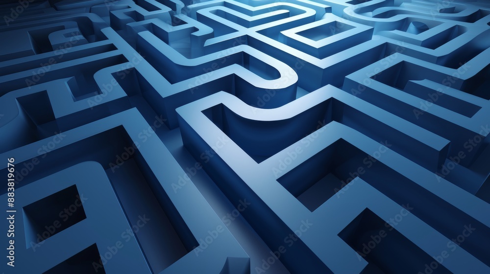 Aufkleber rendering of a labyrinth reflecting a challenge or problem ai generated illustration