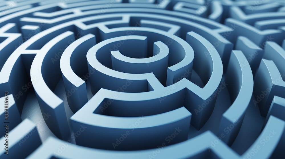 Aufkleber rendering of a labyrinth reflecting a challenge or problem ai generated illustration