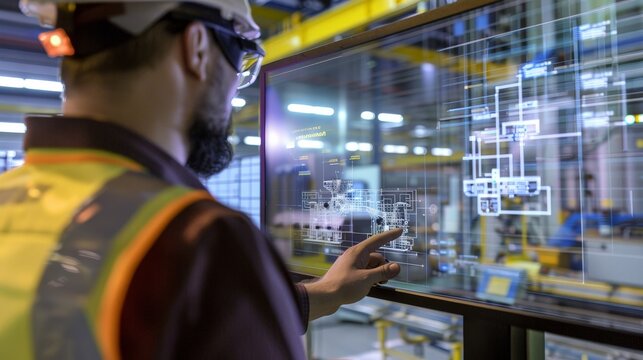 An engineer using a digital twin to simulate and test manufacturing processes before implementation on the production floor.