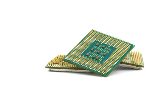 Isolated CPU or central processing unit on white background, Three CPU and Three socket type studio shooting