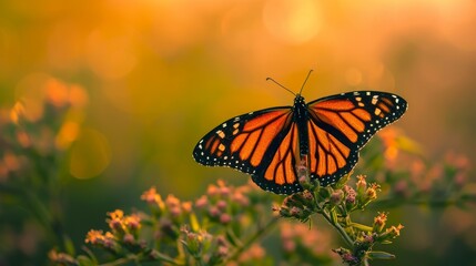 A butterfly resting on a native plant with a blurred background  AI generated illustration
