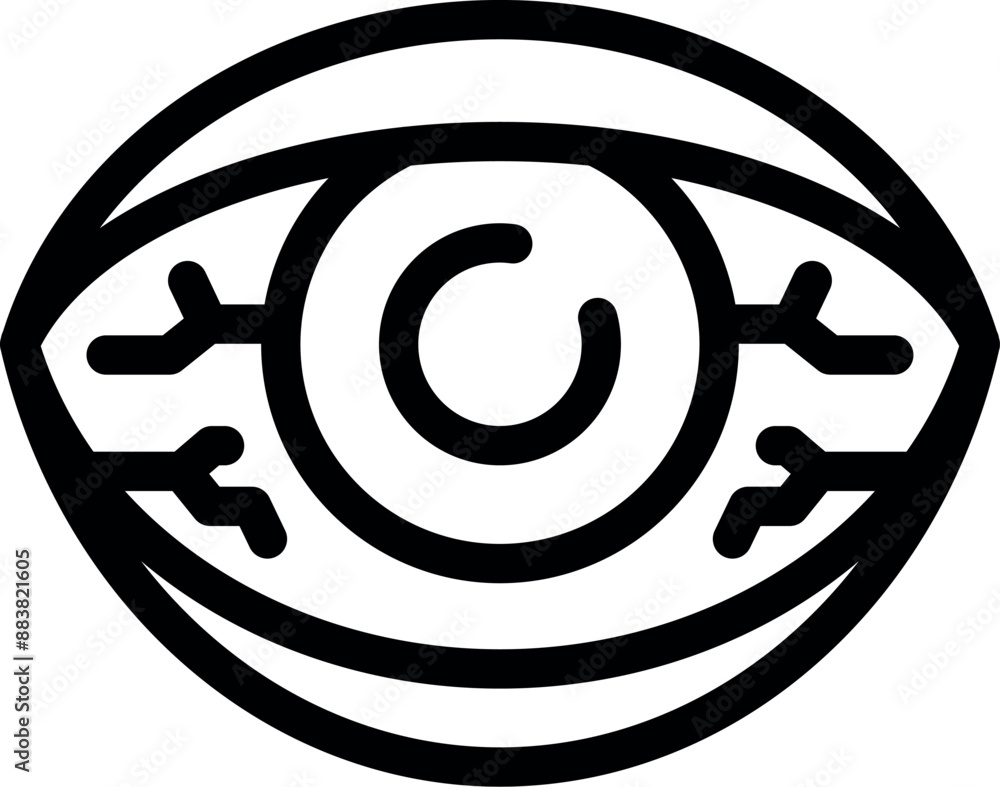 Poster simple icon of an eye with electronic circuits, representing artificial intelligence