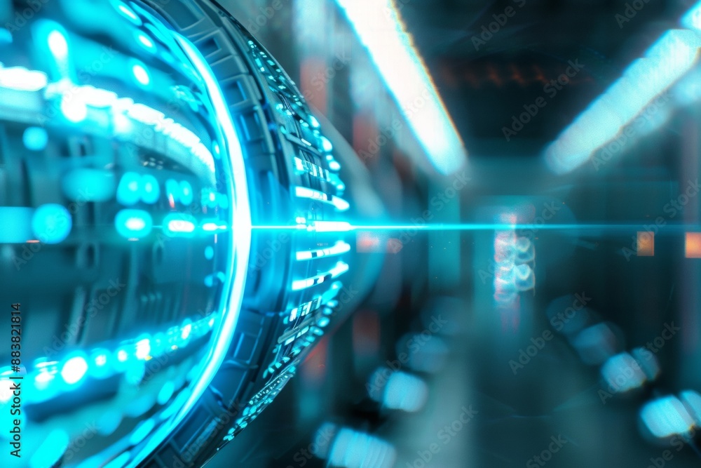 Poster futuristic font displayed on digital interface in sleek, high-tech environment, emphasizing modern, 