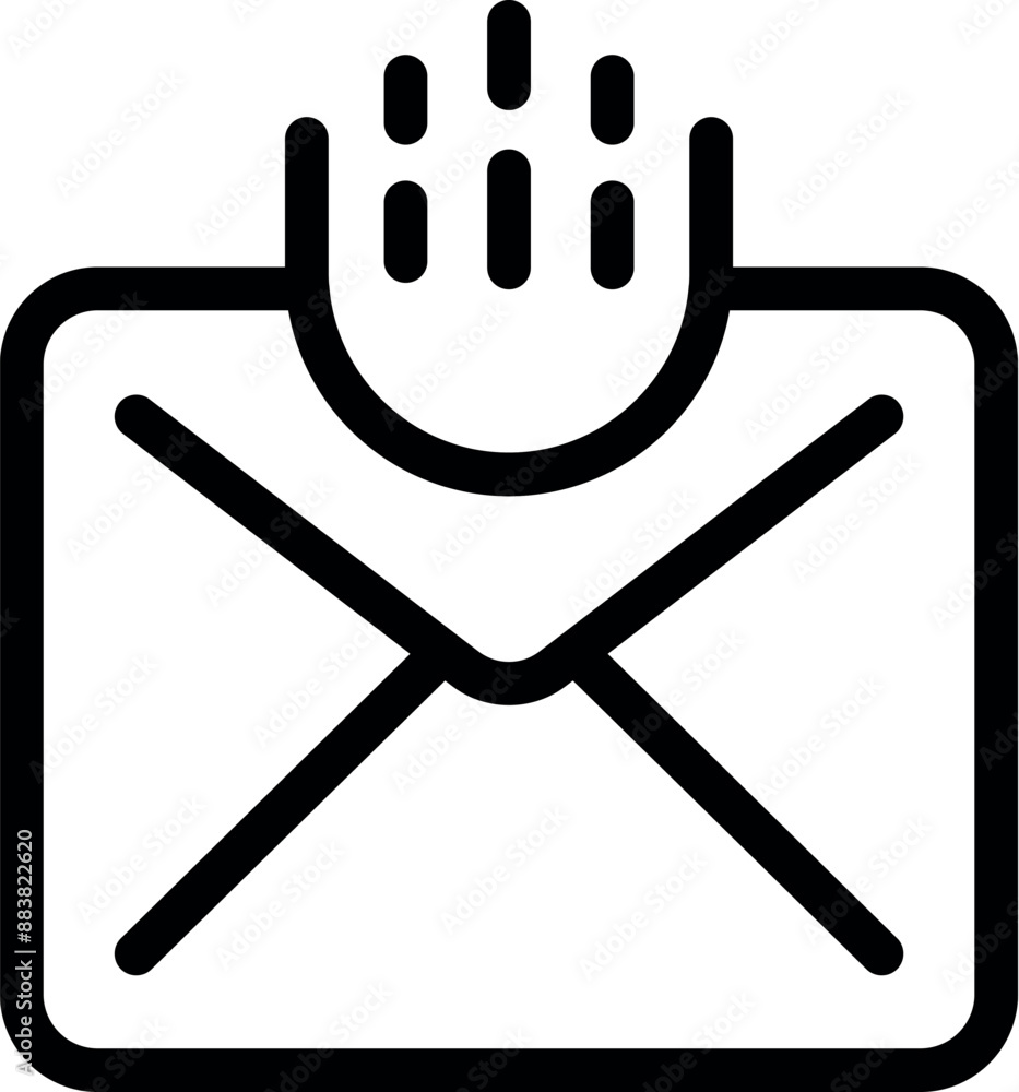 Poster simple black outline icon of a letter with notification dots appearing above it