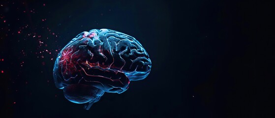 Digital brain illustration with glowing lines concept of artificial intelligence and technology