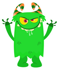 Funny cartoon monster with funny face. Halloween vector illustration. Great for package design or party decoration