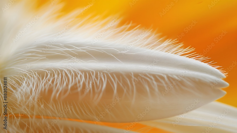 Poster 2. super macro view of a chamomile flower petal, focusing on the tiny details of its surface and the