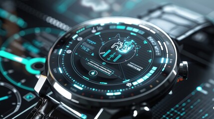 A smartwatch interface displaying a holographic personal assistant