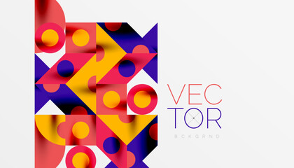 Colorful triangles circles square geometric design. Abstract background for wallpaper, banner, backdrop, card, book Illustration, landing page