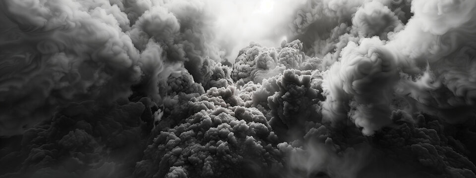 Black smoke explosion on white background, 3d rendering illustration of an exploding cloud with black particles and sparks flying, dynamic explosion effect, smoke splasha large cloud of smoke