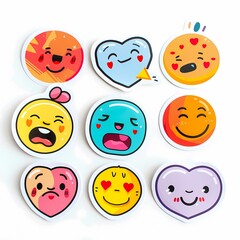 Fototapeta premium Bright and cheerful stickers for enhancing online communication and boosting social media engagement.