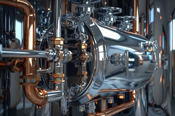 Close-up of industrial pipes and valves