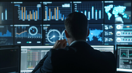 person typing on a laptop, Financial Analyst A businessperson working in, analyzing data on multiple screens or discussing financial strategies with colleagues