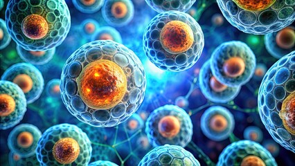 Abstract image of cellular structures under a microscope , microscopic, biology, science, research