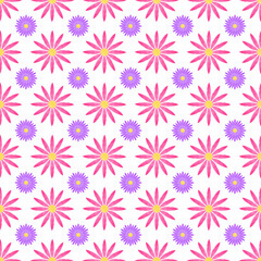 seamless pattern: purple and violet flowers against white