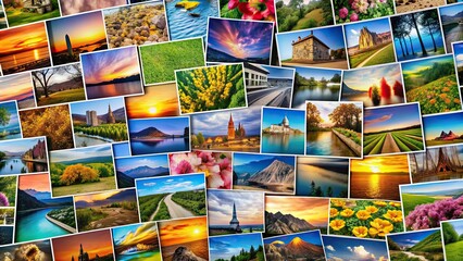 Fototapeta premium A vibrant and diverse collection of photos celebrating the art of photography , World photography day, camera, lens