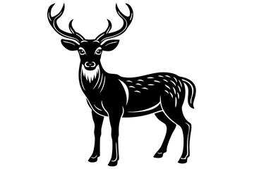 Reindeer, Deer silhouette, Collection of black deer icon, Reindeer silhouette symbols. vector illustration