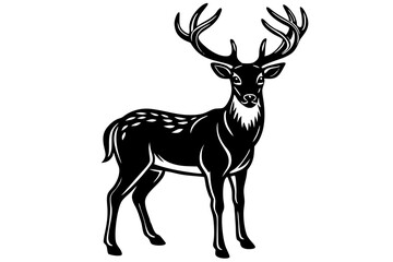 Reindeer, Deer silhouette, Collection of black deer icon, Reindeer silhouette symbols. vector illustration