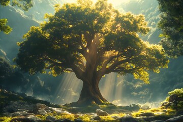 Biblical illustration, the Tree of Life whose fruit was eaten by Adam and Eve