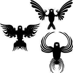 black golden eagle emblem crest tattoo pack collection in vector format