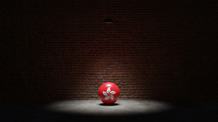 Flag of Hong Kong on Soccer Ball Under Spotlight