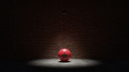 Flag of Morocco on Soccer Ball Under Spotlight