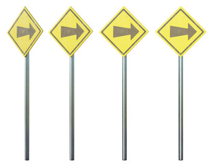 Set of 3d right arrow signs with transparent background, 3d render, PNG, right arrow sign