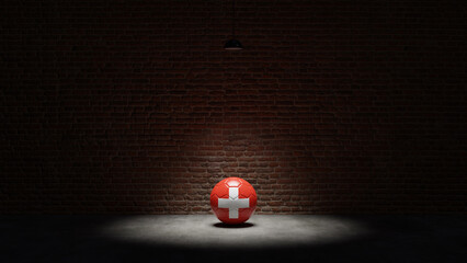 Flag of Switzerland on Soccer Ball Under Spotlight