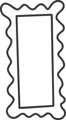 Wavy border frame. Rectangle square scallop shape. Squiggle hand drawn doodle box. Retro curved decorative simple decoration. Retro aesthetic lines