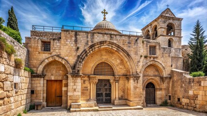 Naklejka premium Ancient church in Jerusalem believed to be the site of Jesus' crucifixion, burial, and resurrection , holy sepulchre