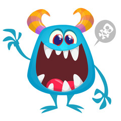 Funny cartoon monster with funny face. Halloween vector illustration. Great for package design or party decoration