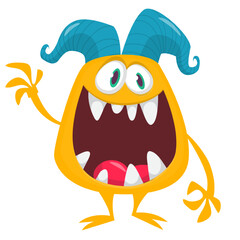 Funny cartoon monster with funny face. Halloween vector illustration. Great for package design or party decoration