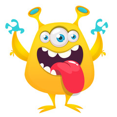 Funny cartoon monster with funny face. Halloween vector illustration. Great for package design or party decoration