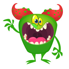 Funny cartoon monster with funny face. Halloween vector illustration. Great for package design or party decoration