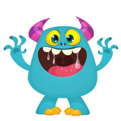 Funny cartoon monster with funny face. Halloween vector illustration. Great for package design or party decoration