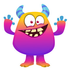 Funny cartoon monster with funny face. Halloween vector illustration. Great for package design or party decoration