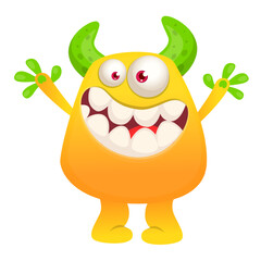Funny cartoon monster with funny face. Halloween vector illustration. Great for package design or party decoration