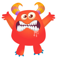 Funny cartoon monster with funny face. Halloween vector illustration. Great for package design or party decoration