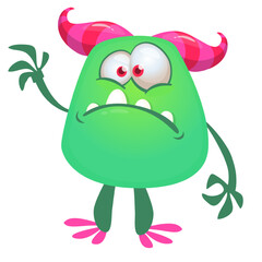 Funny cartoon monster with funny face. Halloween vector illustration. Great for package design or party decoration