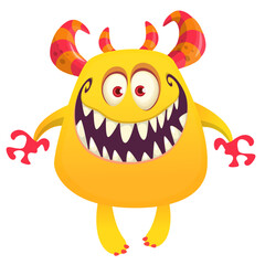 Funny cartoon monster with funny face. Halloween vector illustration. Great for package design or party decoration