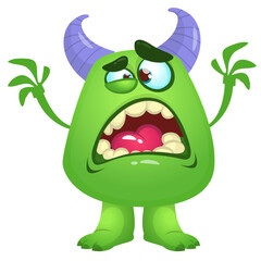 Funny cartoon monster with funny face. Halloween vector illustration. Great for package design or party decoration