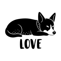 Sleeping Australian Cattle Dog with love