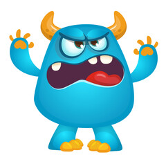 Funny cartoon monster with funny face. Halloween vector illustration. Great for package design or party decoration