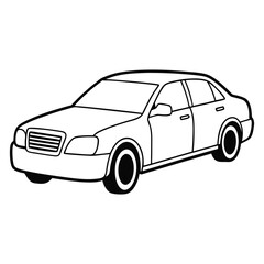 Simple outline drawing of a luxury sedan car on a white background