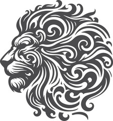 A lion vector design, bold and majestic, captures the essence of strength and grace in its intricate mane and piercing gaze, symbolizing power and courage in every detail.