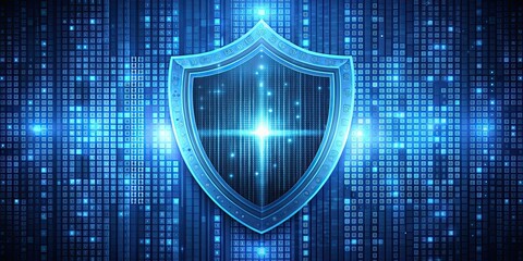 Fototapeta premium Abstract digital security concept with binary code shield, technology, cybersecurity, data protection, internet