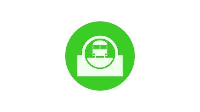 Rapid transit icon green color simple shape circle animation white background