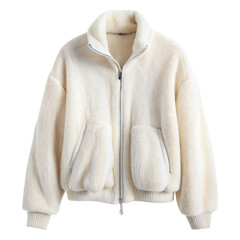  zipper front drawstring detail teddy jacket, png format, shopping and advertising concept, mockup 