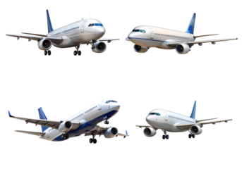 Typical airplane isolated on transparent background Png Bundle