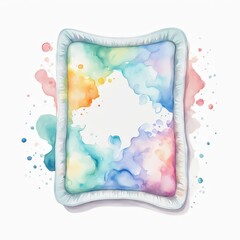 Watercolor Frame with Abstract Shapes.